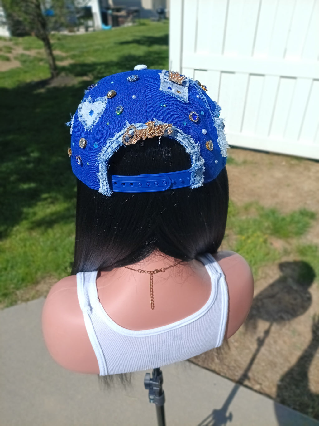 Distressed Denim KC Royals Rhinestone & Pearl Fitted Snapback